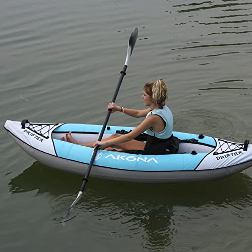 AKONA Inflatable Kid's Kayak Single Seater Drifter White Blue