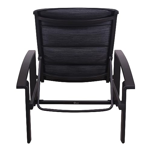 Courtyard Casual Santorini Collection 2-Piece Padded Sling Chaise Lounge Chairs Black
