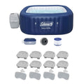 Bestway Coleman Hawaii AirJet Inflatable Hot Tub with EnergySense Cover Blue + SaluSpa Spa Seat 6 Pack + SaluSpa Pillows 3 Pack