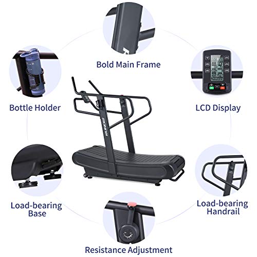 RUNOW Curved Treadmill Non-Electric Commercial Home Running Machine Black