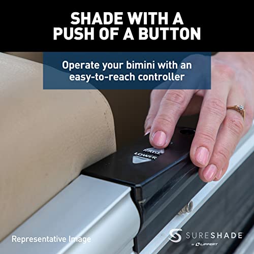 SureShade Power Bimini Electric Shade System for Pontoon Boats 92-102" Wide Burgundy Bimini/Silver Frame