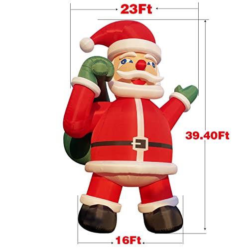 OZIS Giant 40Ft Inflatable Santa Claus with Bag Red