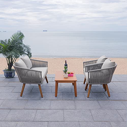 Safavieh Outdoor Velso Rope 4-Piece Patio Set with Cushions Grey/Grey