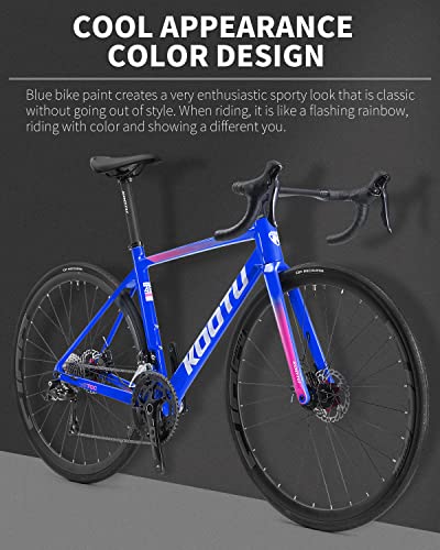 KOOTU Carbon Road Bike 700C Fiber Frame Racing Bicycle Shimano Sora R3000 Blue Pink