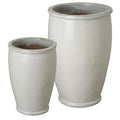 Emissary Distressed White Stoneware Round Planters Set of 2 18in x 27in