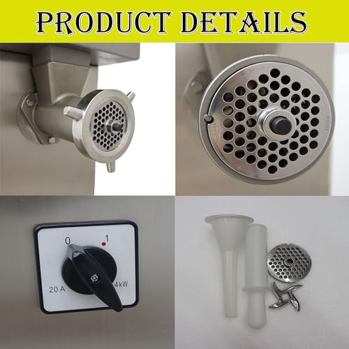 HQHAOTWU Electric Meat Grinder Stainless Steel 2200W Silver
