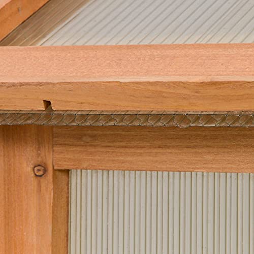 Outsunny 6' x 4' x 7' Polycarbonate Greenhouse Walk-in Kit with Lockable Door Natural Wood