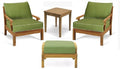 WholesaleTeak Luxurious 4 Piece Teak Sofa Chair Set - 2 Lounge Chairs, Ottoman & Side Table - Sack Collection