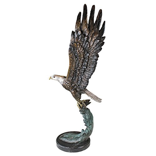 Design Toscano KW56604 Majestic Eagle Statue 3 Foot Brown Sepia and Green Verdigris