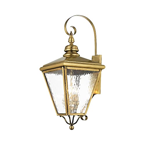 Livex Transitional Four Light Outdoor Wall Lantern Cambridge Collection Brushed Nickel