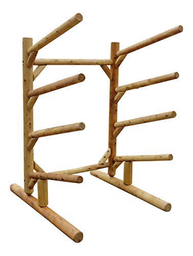Log Kayak Rack 5-Place 1-Sided Kayak/SUP Rack Natural
