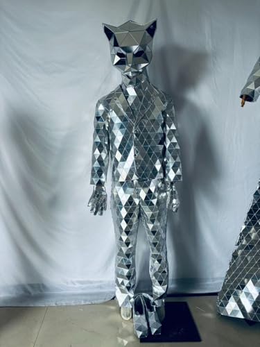 HoHoHuo Silver Mirror Man Costume Medium