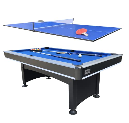 RACK Scorpius 7-Foot Multi Game Billiard/Pool with Table Tennis Blue Felt with Black Body