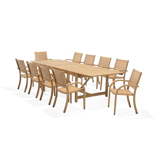 Amazonia Arizona 11 Piece Rectangular Patio Dining Set Teak Finish