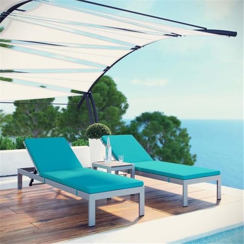 Pemberly Row 3-Piece Modern Aluminum Patio Chaise Lounge Set Turquoise