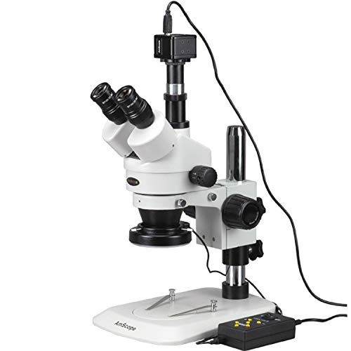 AmScope Digital Trinocular Stereo Zoom Microscope with LED Light Multi