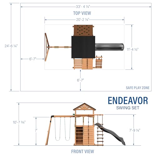 Backyard Discovery Endeavor Cedar Swing Set with Gray Wave Slide