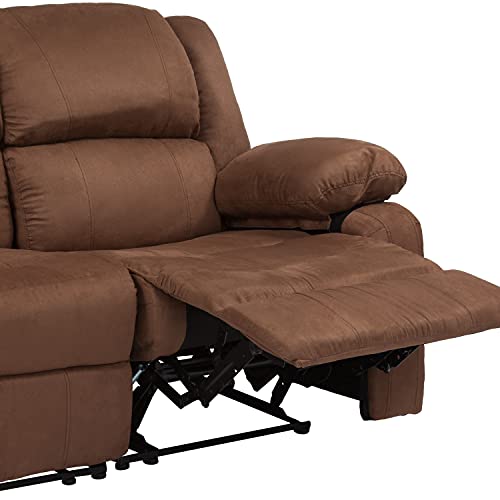 EMMA + OLIVER Chocolate Brown Microfiber Loveseat with Recliners