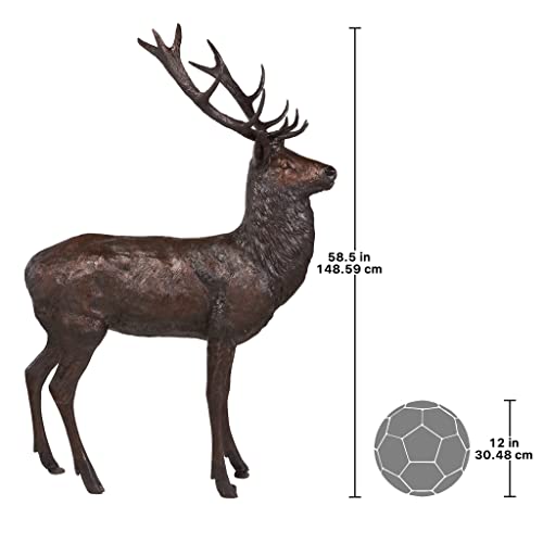 Design Toscano Standing Stag Deer Cast Bronze Garden Statue Brown