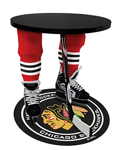 Team Tables Chicago Hockey Table Black Table Top with Chicago Puck Mat