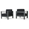 Christopher Knight Home Crested Bay Outdoor Aluminum Club Chairs Set, 2-Pcs, Grey / Dark Grey