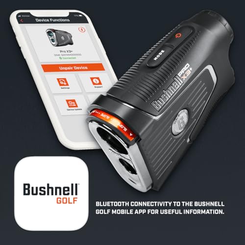 PlayBetter Bushnell Golf Pro X3+ Plus Golf Laser Rangefinder Bundle - Slope-Switch, Dual Display, PinSeeker with Visual JOLT, Accurate Readings - Includes PlayBetter Microfiber Towel & Extra Battery Rangefinder Bundle
