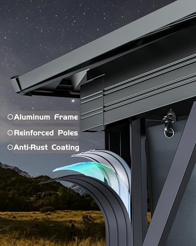 GAOMON Hardtop Gazebo 12'x12' with Double Metal Roof and Aluminum Frame Gray