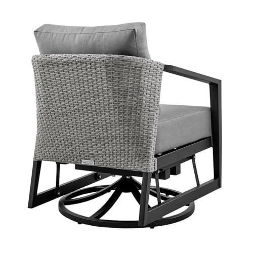 Armen Living Palma Aluminum Outdoor Swivel Lounge Chair Gray