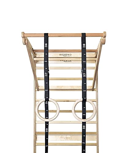 Beyond Balance Stall Bar Training Tower with Adjustable Pull-Up Dip Bar Attachment - Beech Rungs