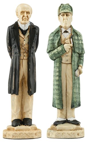 Studio Anne Carlton Sherlock Holmes Chess Set Handmade Hand Painted 5 Inches Burgundy Cream