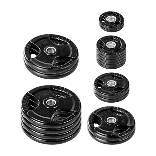 Lifeline Olympic Weight Set 355 lb Rubber Coated Plates Black