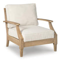 Signature Design by Ashley Carter Hall Outdoor Eucalyptus Patio Lounge Chair with Cushion Linen