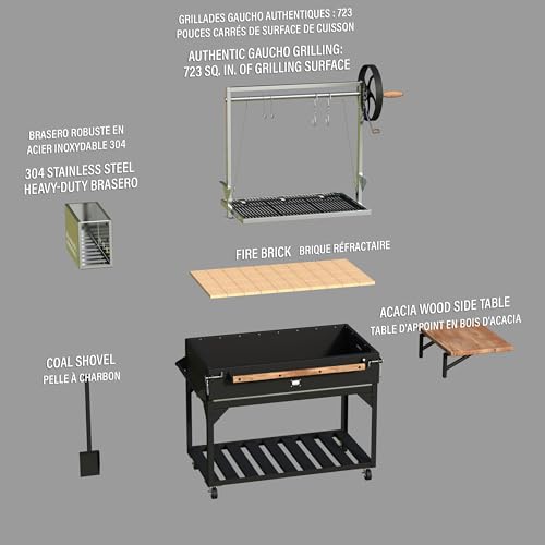 Backyard Discovery Argentine Santa Maria Wood Fire & Charcoal BBQ Grill Black