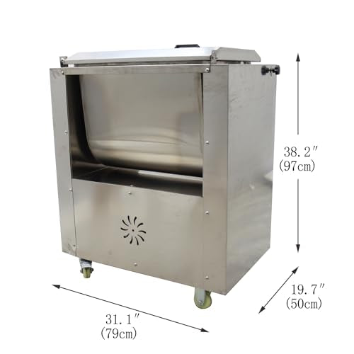 HayWHNKN Electric Meat Mixer 60L Stainless Steel Commercial Mixer Silver