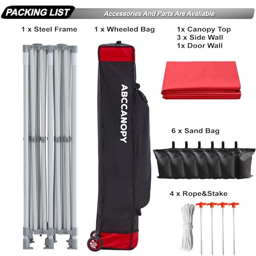 ABCCANOPY Premium Commercial Instant Canopy Tent 10x20 Red
