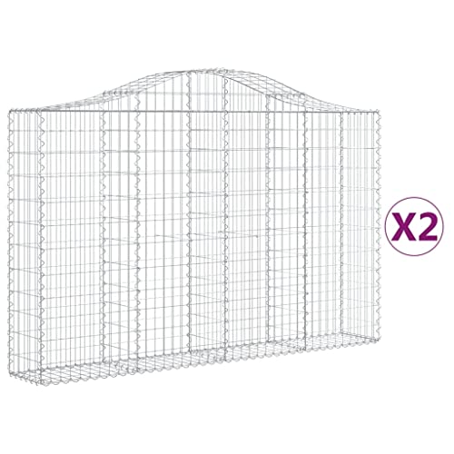 Arched Gabion Baskets 2 pcs 78.7"x11.8"x47.2"/55.1" Galvanized Iron White Black Other