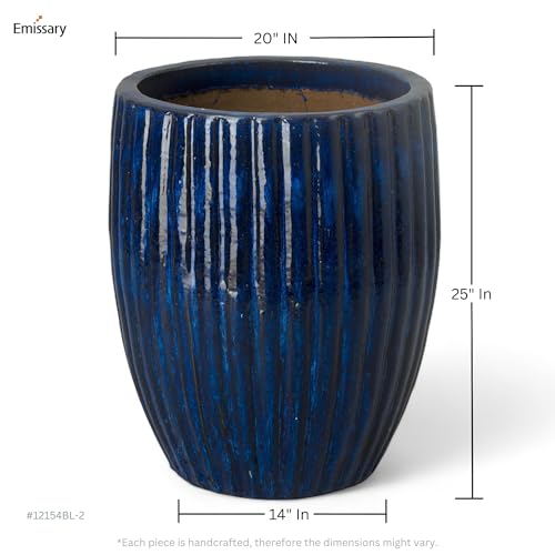Emissary 21" Blue Stoneware Round Planter