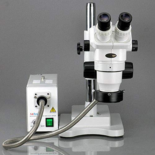 AmScope Professional Binocular Stereo Zoom Microscope with Fiber-Optic Ring Light Clear