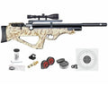 Wearable4U Hatsan FlashPup QE Limited Edition .25 Cal Air Rifle Digital Tan Camo Bundle with Pellets, Targets, and Scope