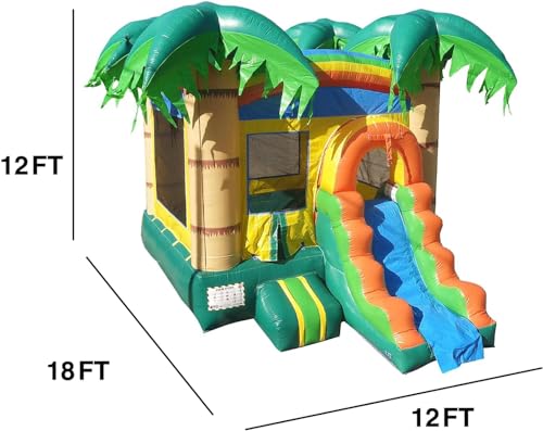 HERO KIDDO Tropical Breeze Bounce House with Slide Green