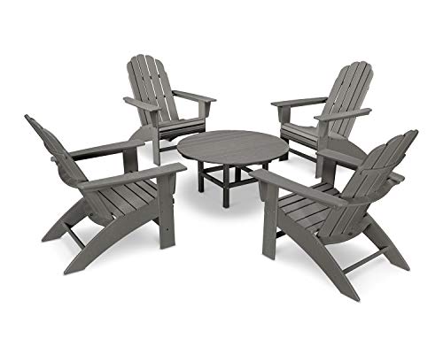 Polywood Vineyard 5-Piece Oversized Adirondack Chair Conversation Set Slate Grey