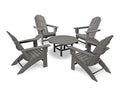 Polywood Vineyard 5-Piece Oversized Adirondack Chair Conversation Set Slate Grey
