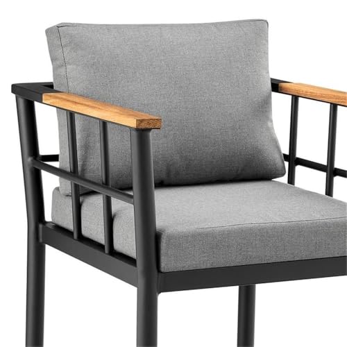 Armen Living Orlando Outdoor Patio 5-Piece Aluminum Bar Set Black