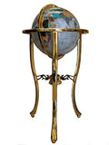Unique Art Since 1996 Pearl Ocean Gemstone World Globe with Gold Tripod Pearl White