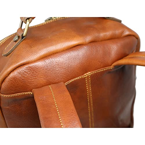 Floto Corsica Italian Leather Laptop Backpack Tobacco Brown
