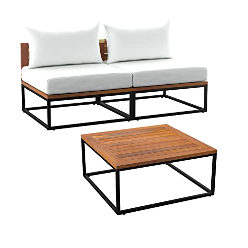 SEI Furniture Taradale Outdoor Coffee Table and Loveseat Set 2pc White