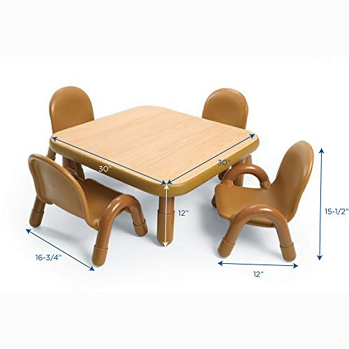 Children's Factory Angeles Baseline Toddler Table and Chairs Set Natural Wood