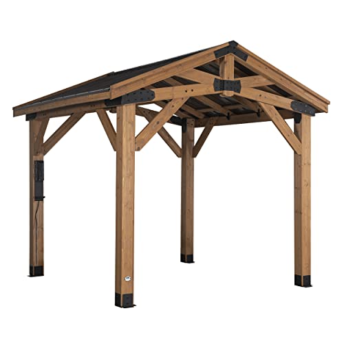 Backyard Discovery Norwood 10x10 Cedar Wood Gazebo Pavilion Light Brown