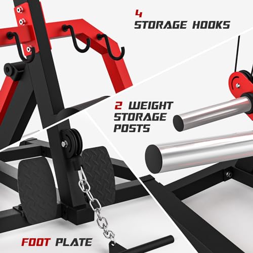 Liksodo Leverage Gym 2500LB Adjustable Full Body Workout Machine Red with Bench