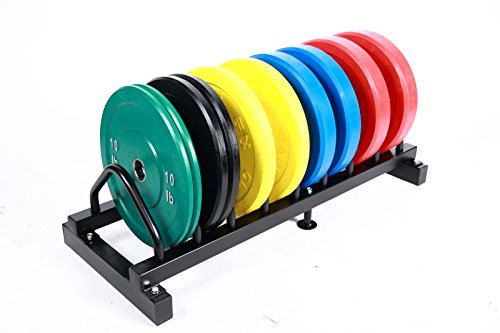Ader Sporting Goods Olympic Bumper Plates 260 Lbs + Rack, Bar & Collars Black